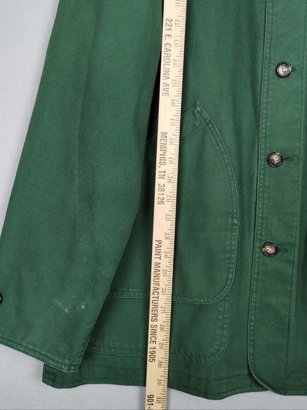 Lands' End Green Barn Jacket Chore Coat with Brown Corduroy Collar - Picture 9 of 16